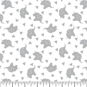 Nursery Fabric - Elephant Confetti Gray Flannel