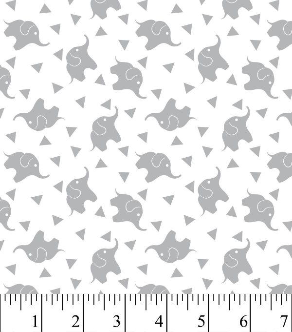 Nursery Fabric - Elephant Confetti Gray Flannel