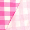Pink-White Gingham Printed Stretch Polyester Jersey Knit Fabric - Image 3