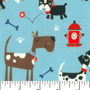 Snuggle Flannel Fabric-Dogs, Bones And Fire Hydrants
