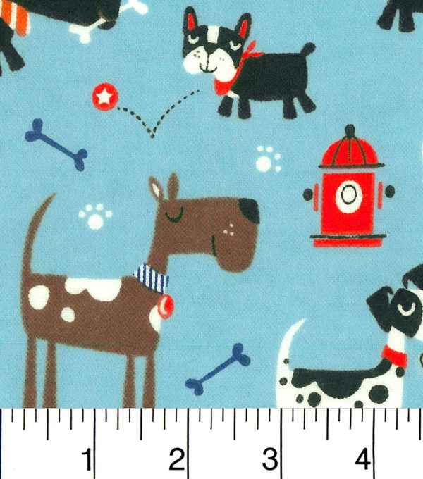 Snuggle Flannel Fabric-Dogs, Bones And Fire Hydrants