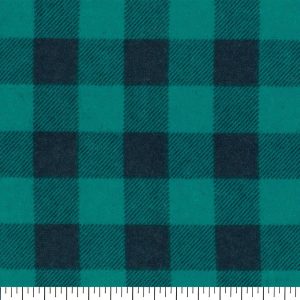 Snuggle Flannel Fabric-Teal Buffalo Check